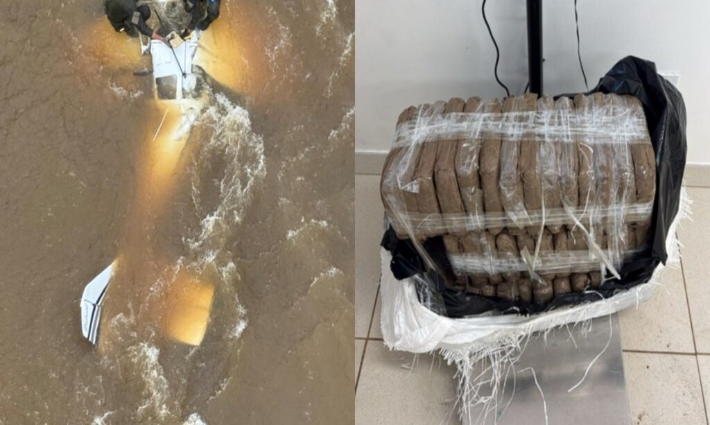 Avião com mais de 25 kg de skunk faz pouso forçado em rio na Terra Yanomami após interceptação em Roraima